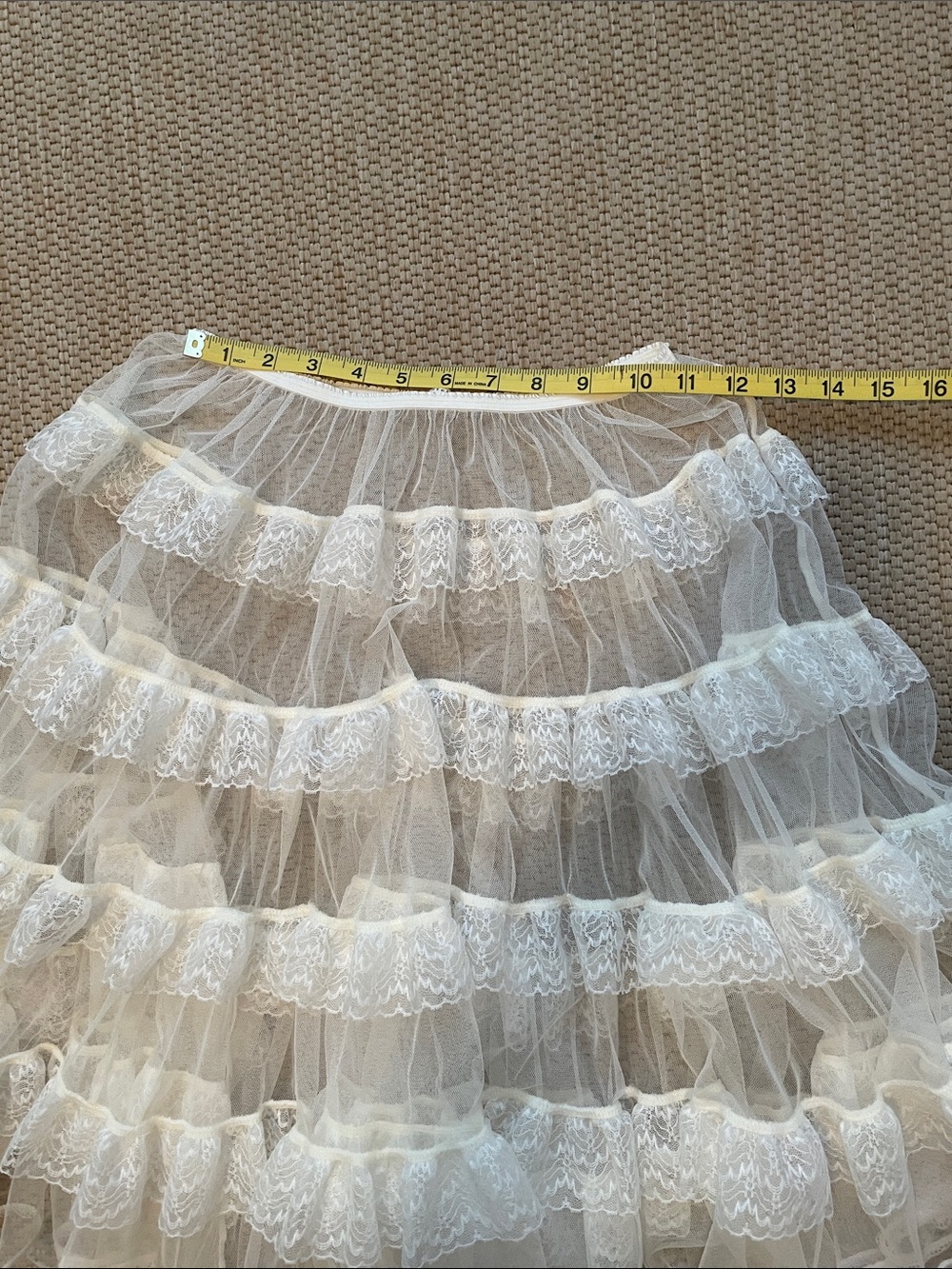 White Layered Lace Tulle Skirt